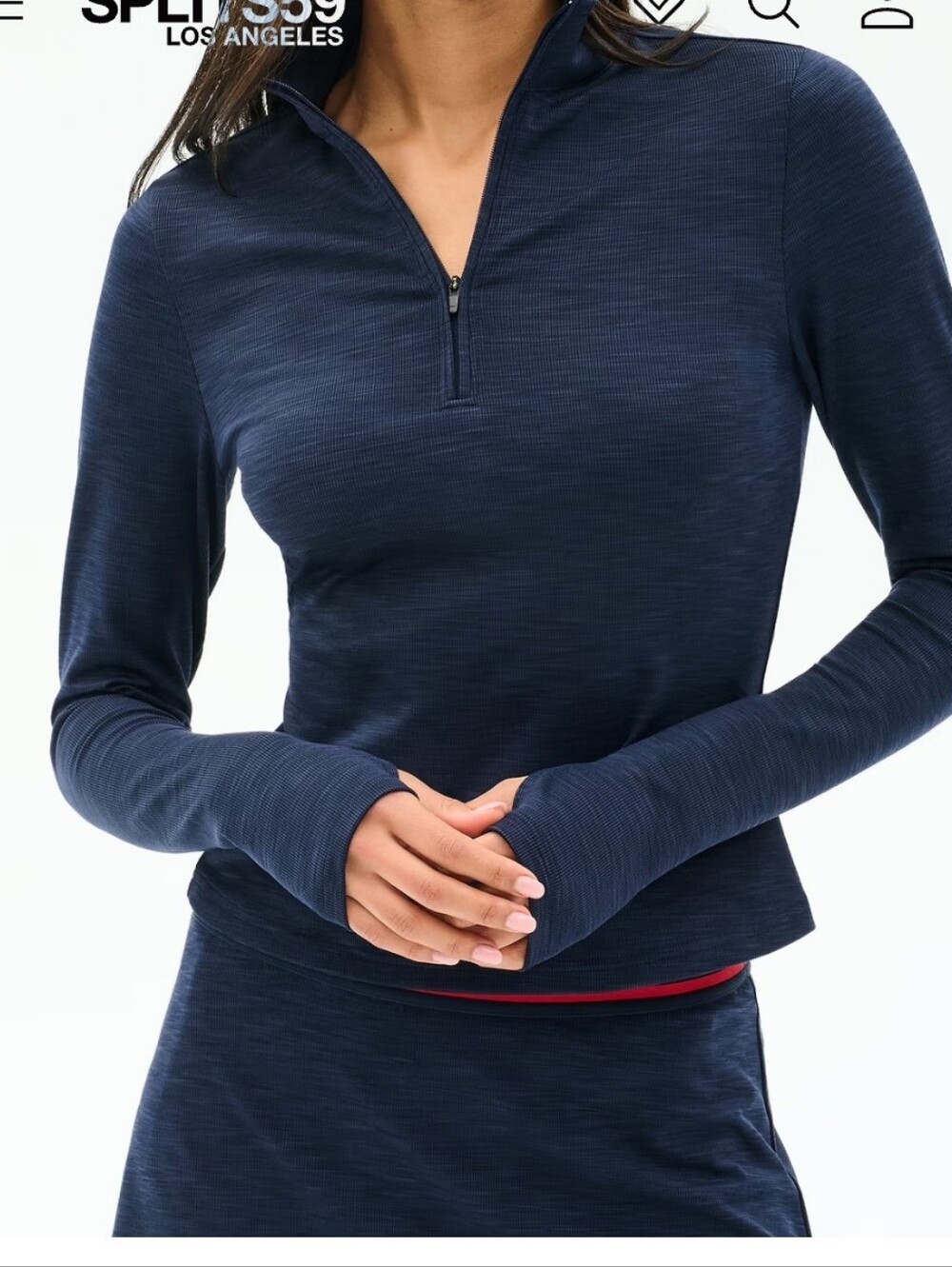 Splits59 Stevie Graphite Heather Ribbed Half-Zip Performance Top